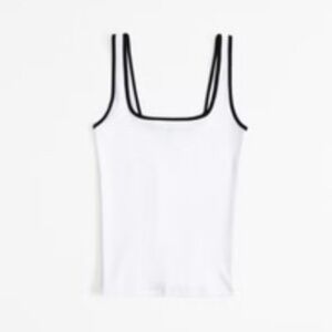 NWT Abercrombie & Fitch Essentials White Ribbed Square Neck Tank Top